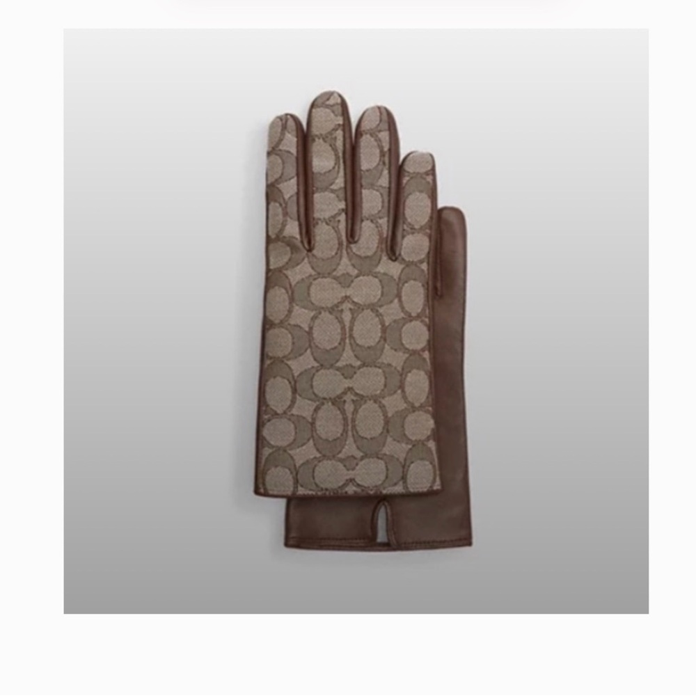 Signature Jacquard And Leather Tech Gloves